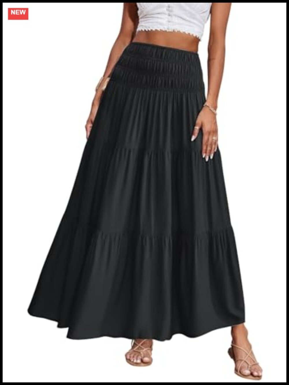 Women's Floral Maxi Skirt A-Line Pleated High Waist Boho Beach Flowy Viscose